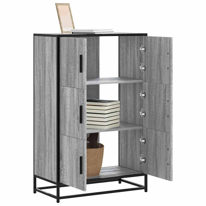 skab 68x35x106,5 cm konstrueret træ og metal grå sonoma-eg