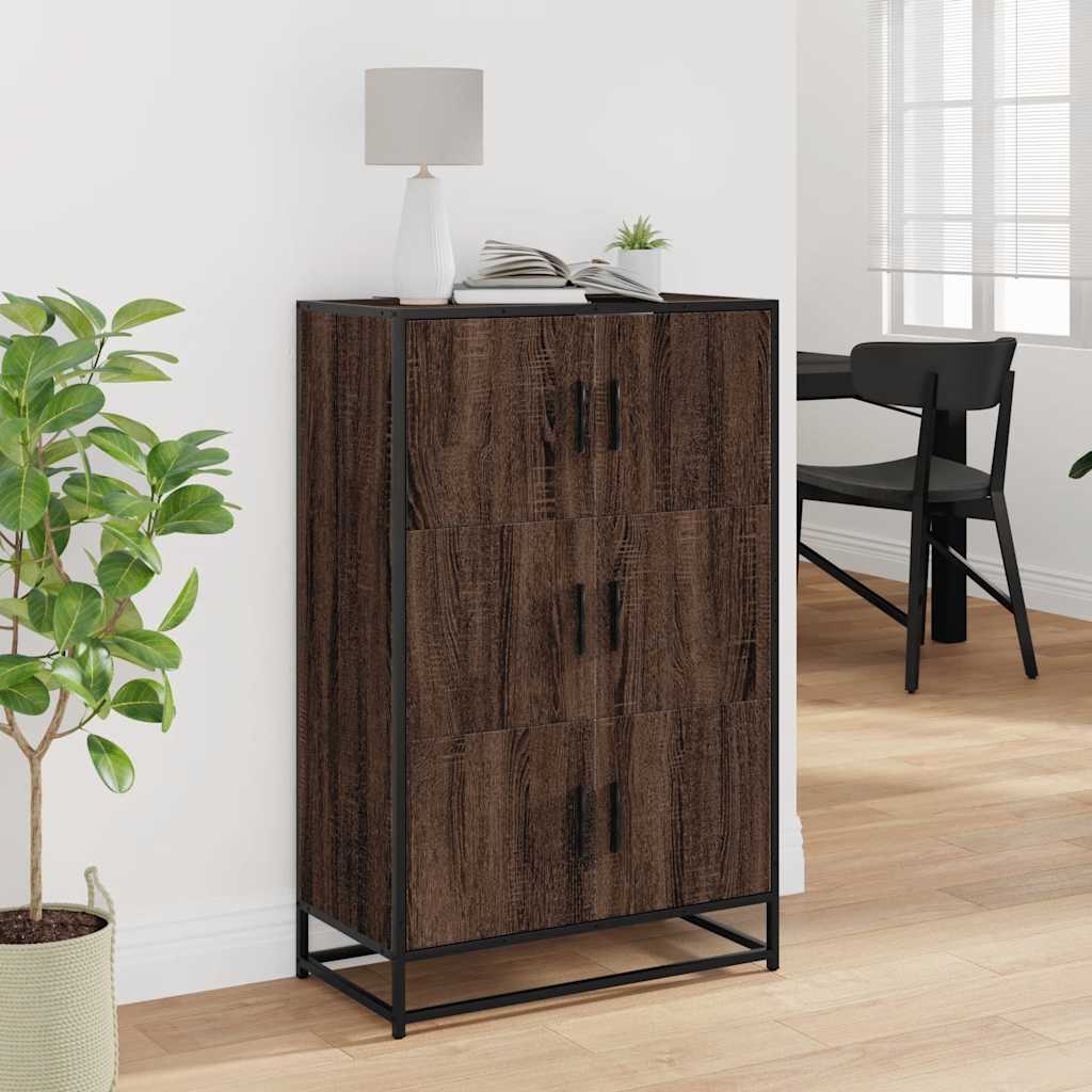 skab 68x35x106,5 cm konstrueret træ og metal brun egetræsfarve