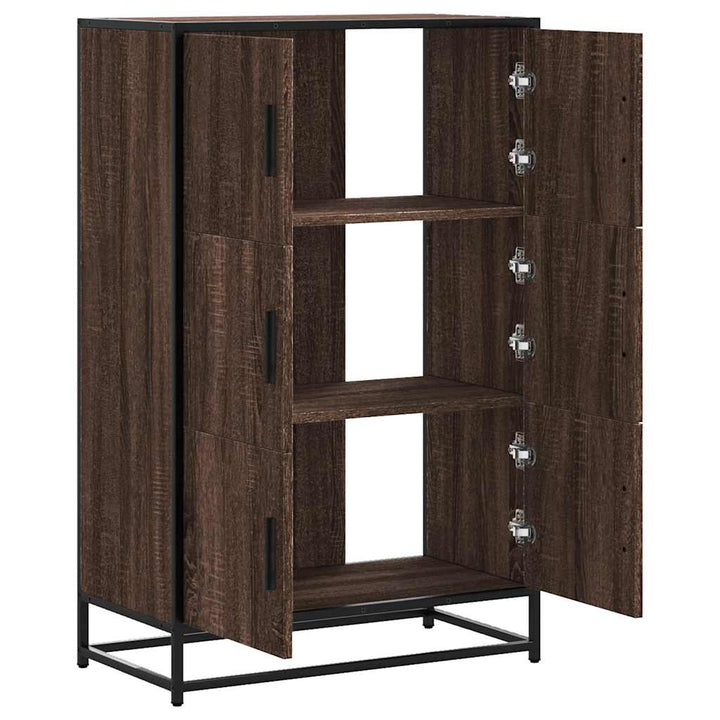 skab 68x35x106,5 cm konstrueret træ og metal brun egetræsfarve