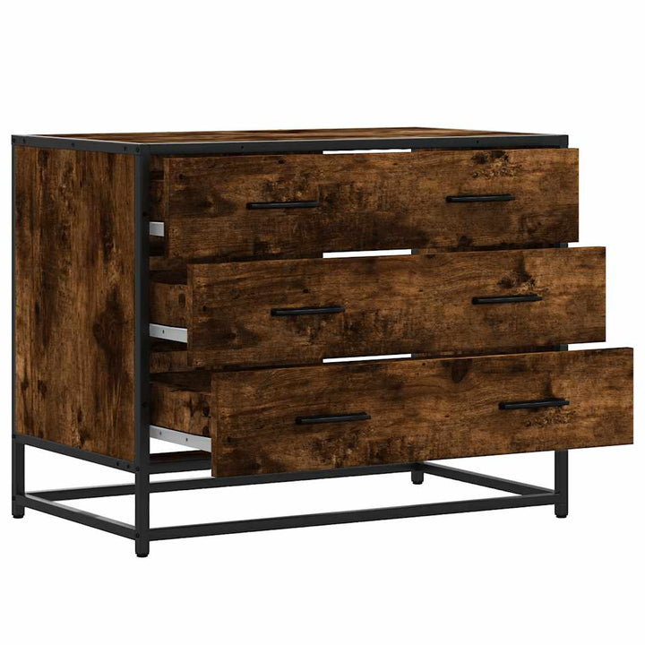 kommode 70x41x56 cm konstrueret træ røget egetræsfarve