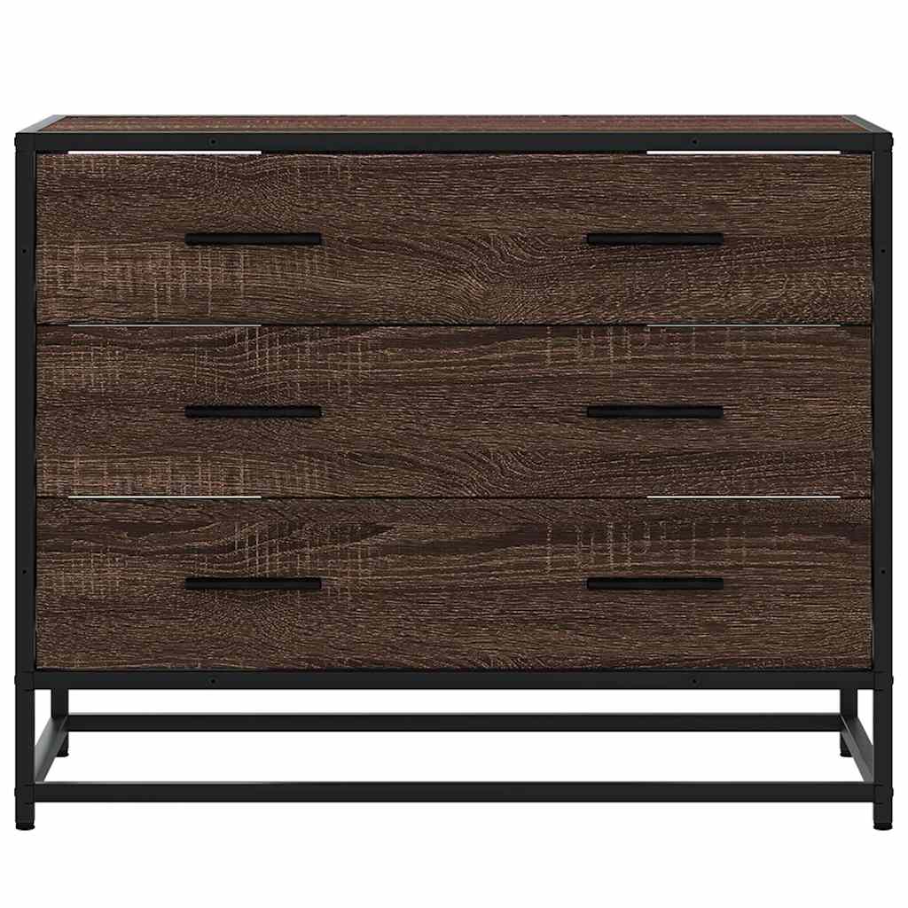 kommode 70x41x56 cm konstrueret træ brun egetræsfarve