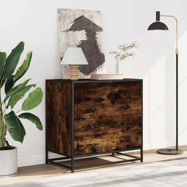 kommode 70x41x70 cm konstrueret træ røget egetræsfarve