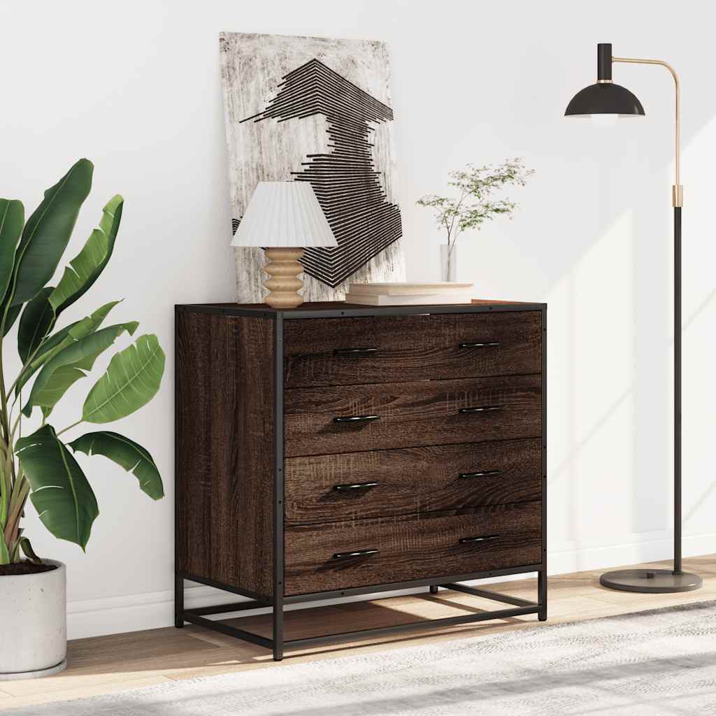 kommode 70x41x70 cm konstrueret træ brun egetræsfarve