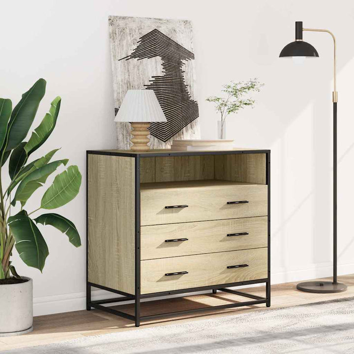 skuffeskab 70x41x70 cm konstrueret træ sonoma-egetræsfarvet