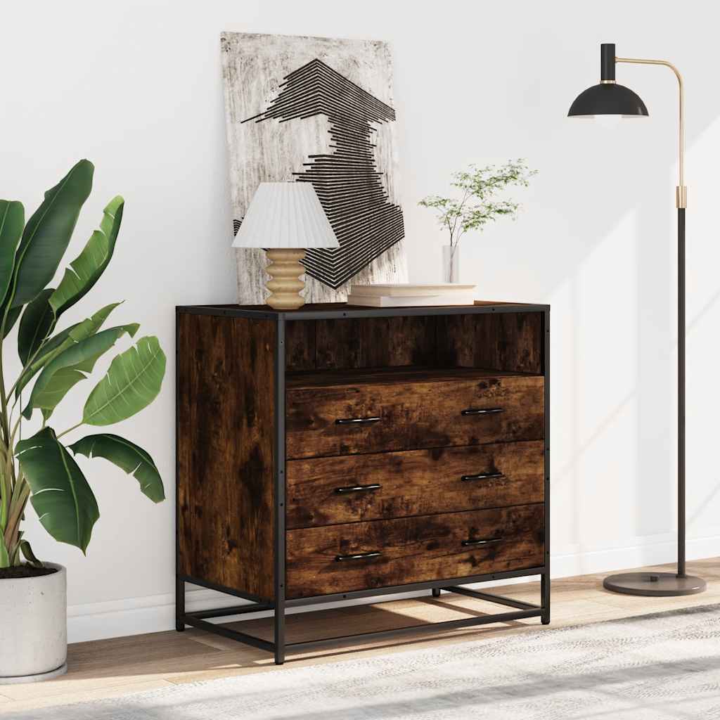 kommode 70x41x70 cm konstrueret træ røget egetræsfarve