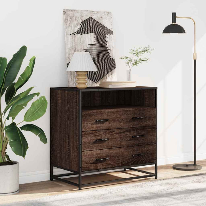 kommode 70x41x70 cm konstrueret træ brun egetræsfarve