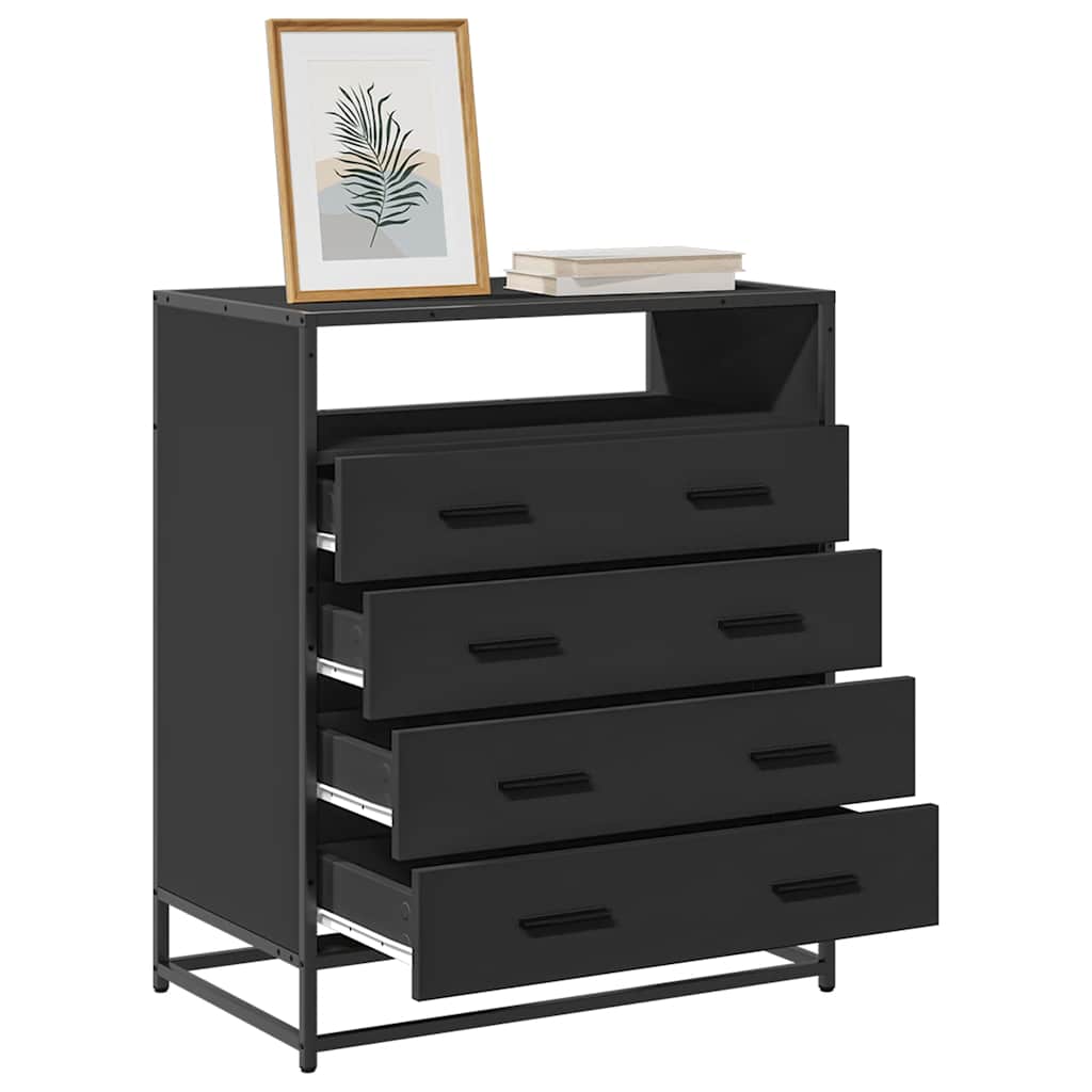 skuffeskab 70x41x83,5 cm konstrueret træ sort