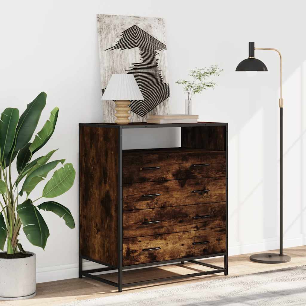 kommode 70x41x83,5 cm konstrueret træ røget egetræsfarve