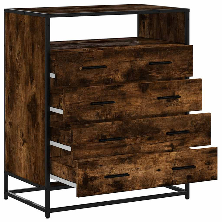 kommode 70x41x83,5 cm konstrueret træ røget egetræsfarve