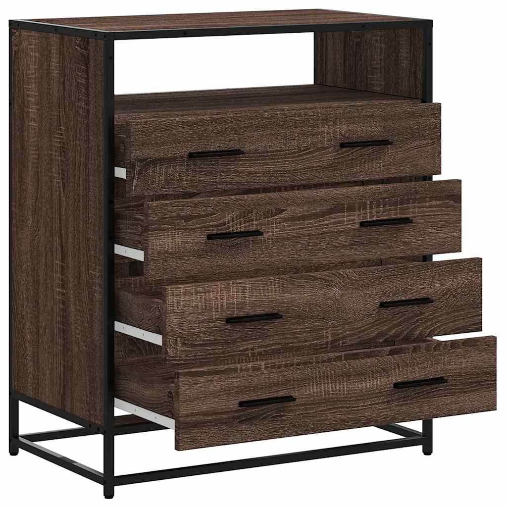 kommode 70x41x83,5 cm konstrueret træ brun egetræsfarve