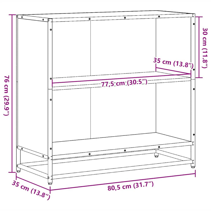 bogskab 80,5x35x76 cm konstrueret træ sort