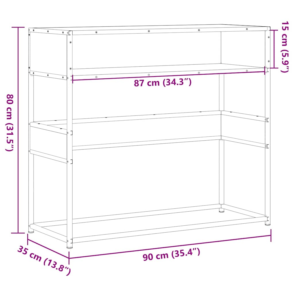 konsolbord 90x35x80 cm konstrueret træ sort