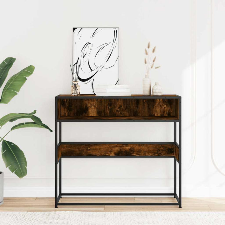konsolbord 90x35x80 cm konstrueret træ røget egetræsfarve