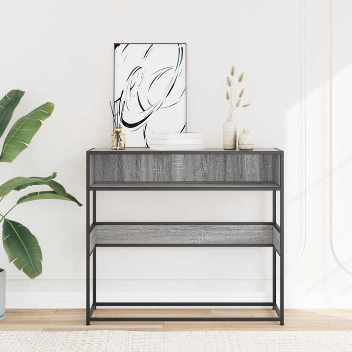 konsolbord 90x35x80 cm konstrueret træ grå sonoma-eg