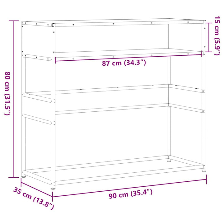 konsolbord 90x35x80 cm konstrueret træ grå sonoma-eg