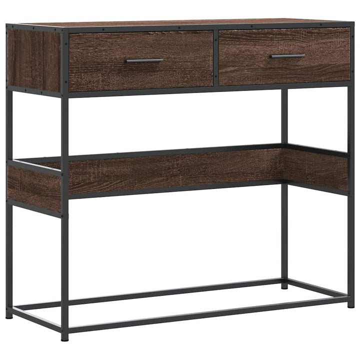 konsolbord 90x35x80 cm konstrueret træ brun egetræsfarve