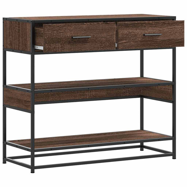 konsolbord 90x35x80 cm konstrueret træ brun egetræsfarve