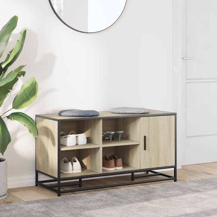 skobænk 100x40x53,5 cm konstrueret træ og metal sonoma-eg