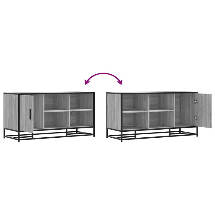 skobænk 100x40x53,5 cm konstrueret træ og metal grå sonoma-eg