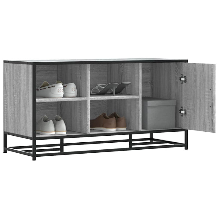 skobænk 100x40x53,5 cm konstrueret træ og metal grå sonoma-eg