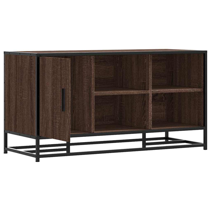 skobænk 100x40x53,5 cm konstrueret træ metal brun egetræsfarve
