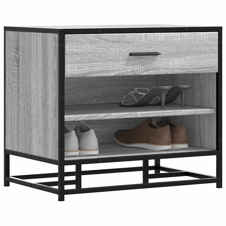 skobænk 60x40x53,5 cm konstrueret træ og metal grå sonoma-eg