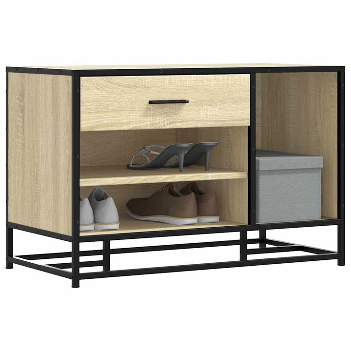 skobænk 80x40x53,5 cm konstrueret træ og metal sonoma-eg