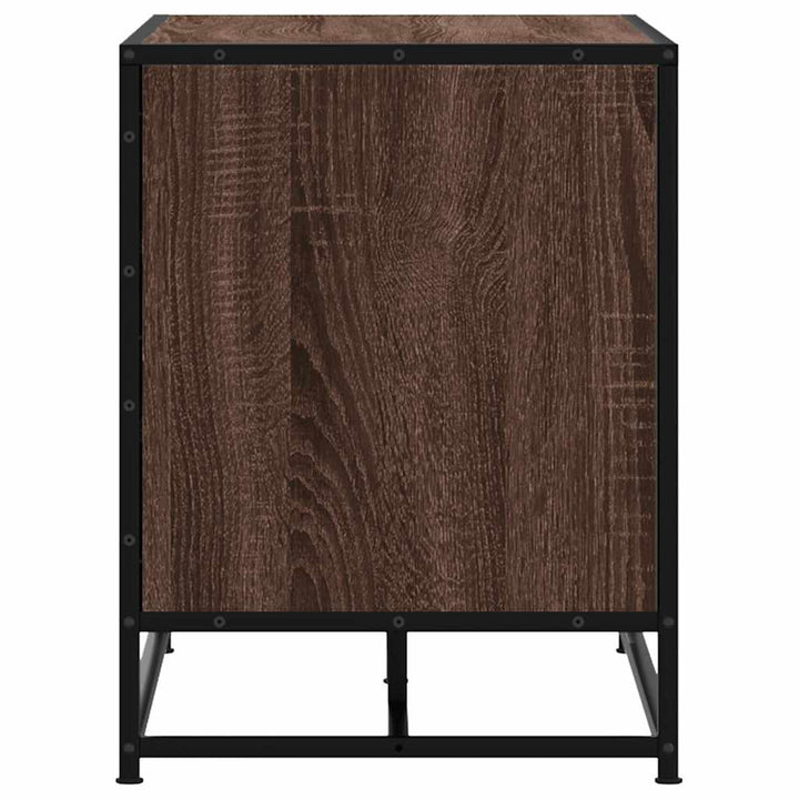 skobænk 80x40x53,5 cm konstrueret træ metal brun egetræsfarve