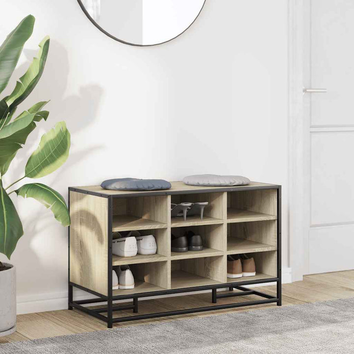 skobænk 84x40x53,5 cm konstrueret træ og metal sonoma-eg