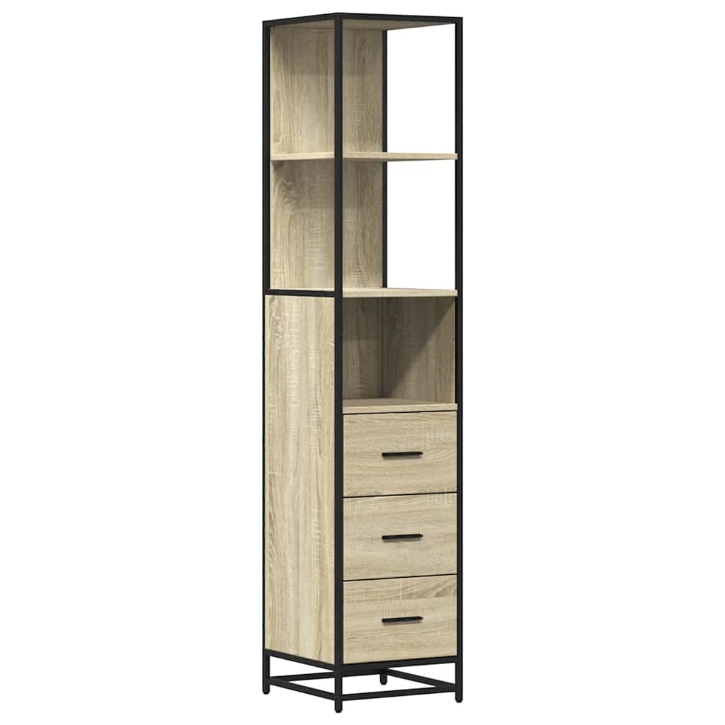 badeværelsesskab 35x37,5x166 cm konstrueret træ sonoma-eg