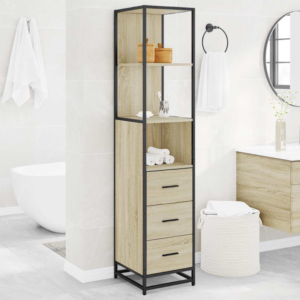 badeværelsesskab 35x37,5x166 cm konstrueret træ sonoma-eg
