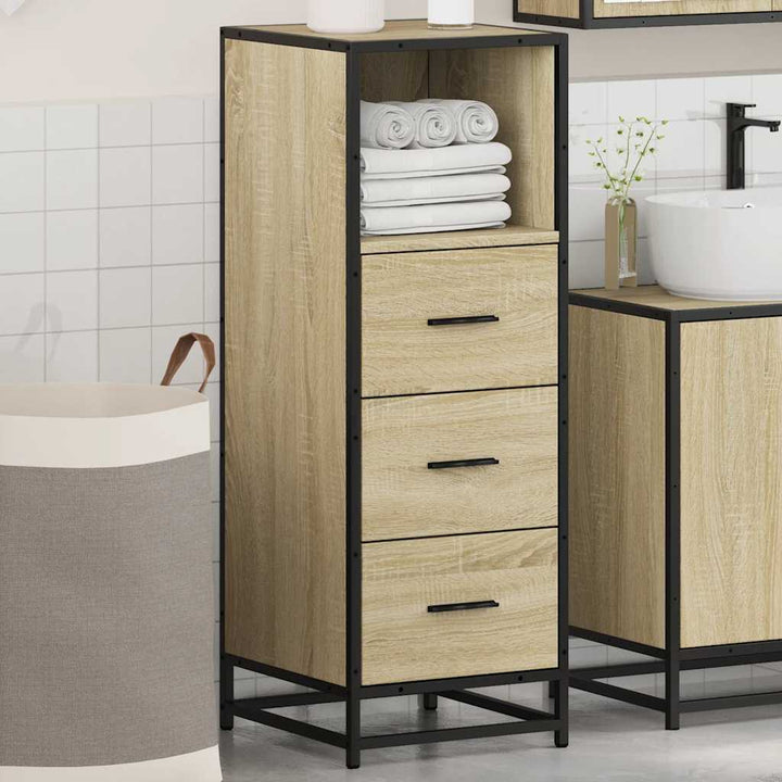 badeværelsesskab 35x37,5x100 cm konstrueret træ sonoma-eg