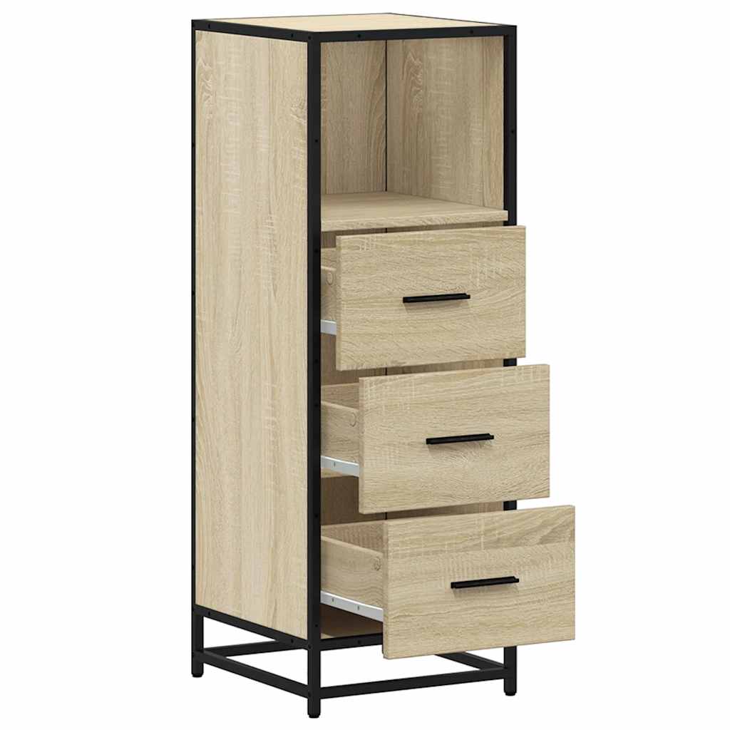 badeværelsesskab 35x37,5x100 cm konstrueret træ sonoma-eg