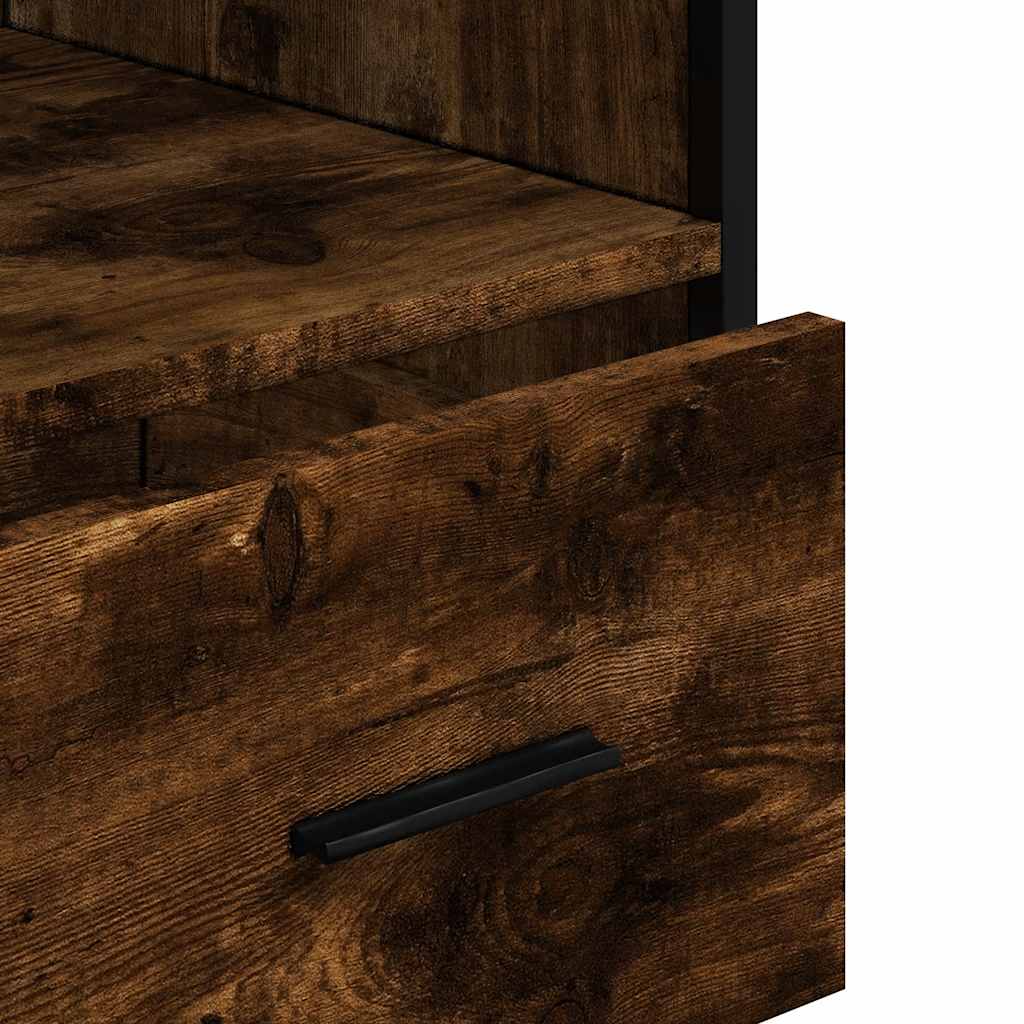 badeværelsesskab 35x37,5x100 cm konstrueret træ røget egetræ