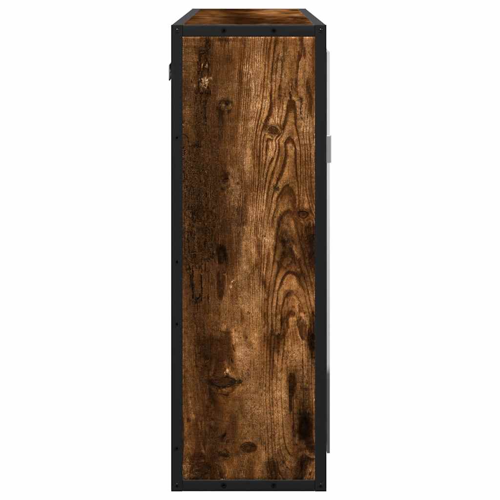 badeværelsesskab + spejl 65x20x60 cm konstrueret træ røget eg