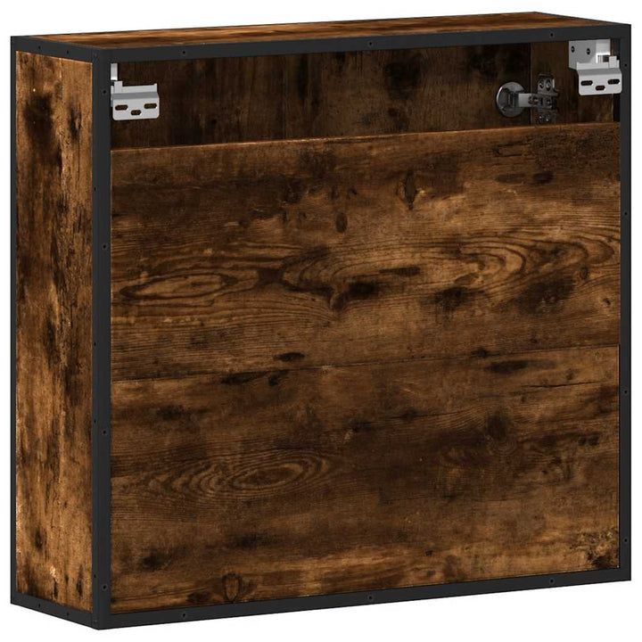 badeværelsesskab + spejl 65x20x60 cm konstrueret træ røget eg