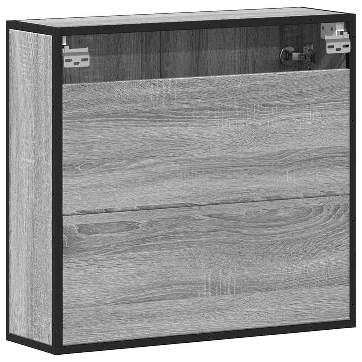 skab med spejl 65x20x60 cm konstrueret træ grå sonoma-eg