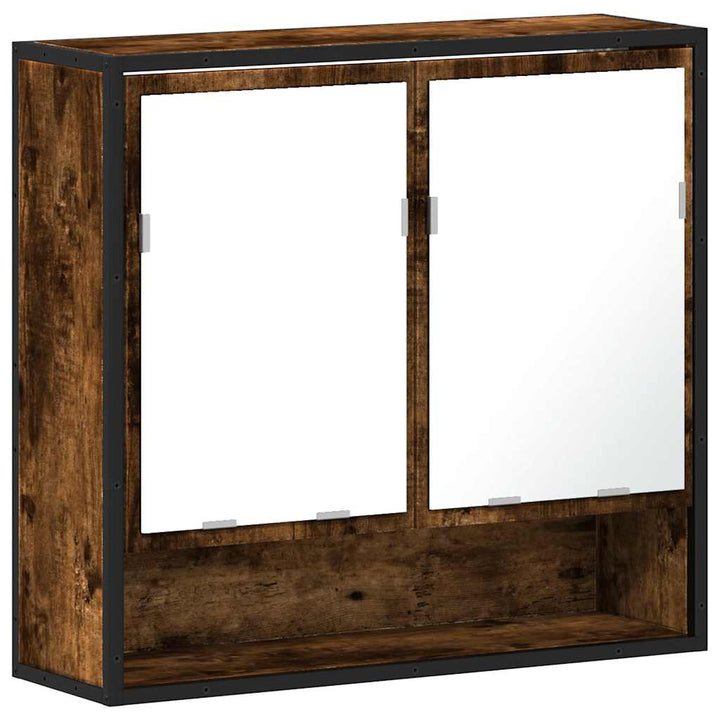 badeværelsesskab + spejl 65x20x60 cm konstrueret træ røget eg