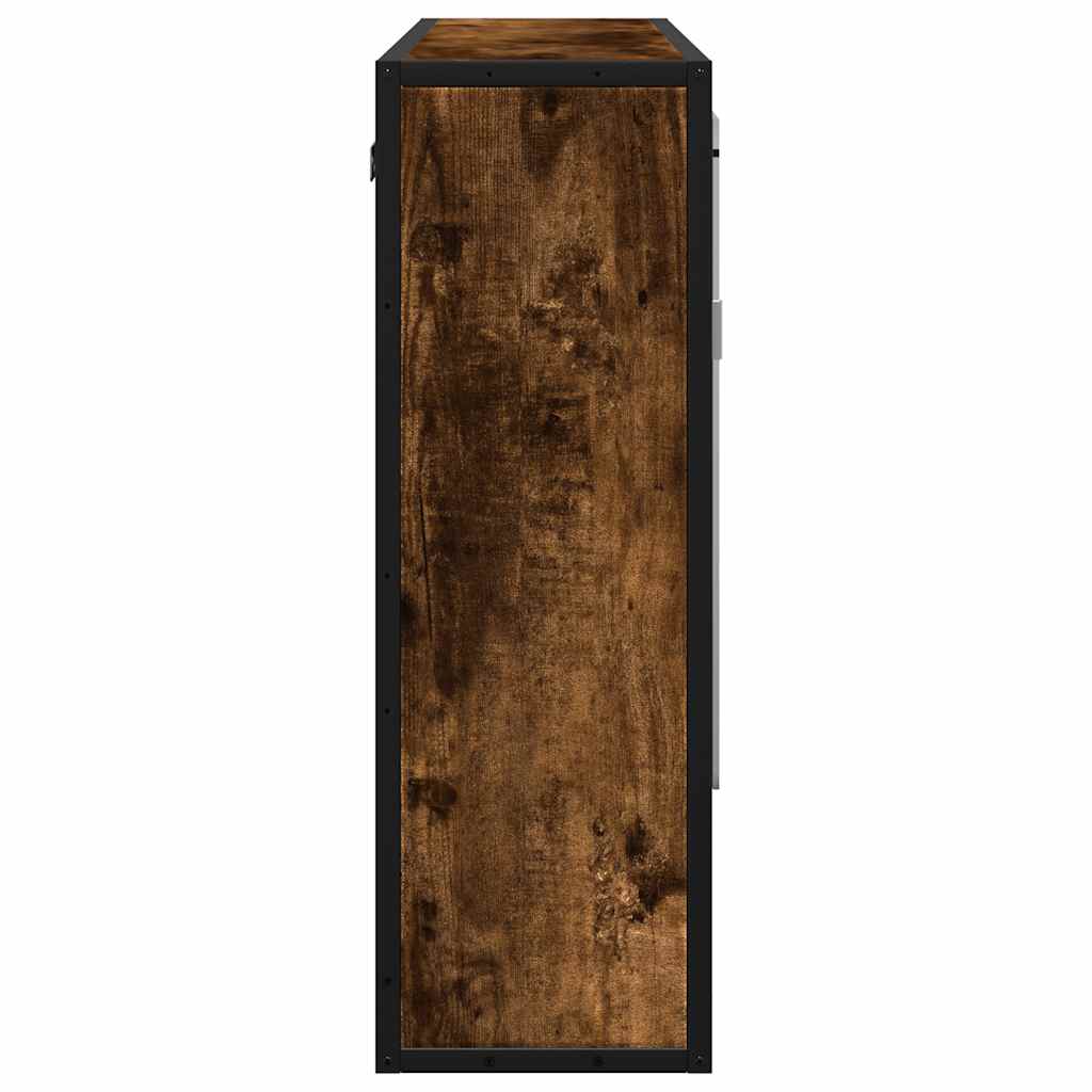 badeværelsesskab + spejl 65x20x60 cm konstrueret træ røget eg