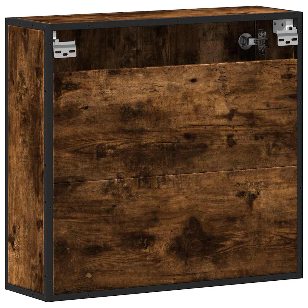 badeværelsesskab + spejl 65x20x60 cm konstrueret træ røget eg