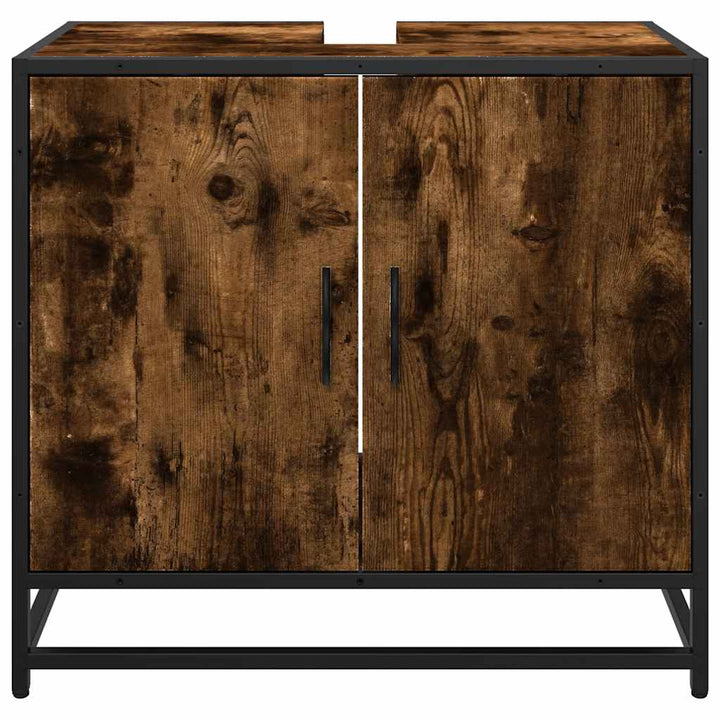skab til håndvask til badeværelse 65x33x60 cm røget egetræ
