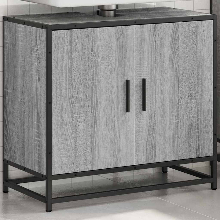 skab til håndvask til badeværelse 65x33x60 cm grå sonoma-eg