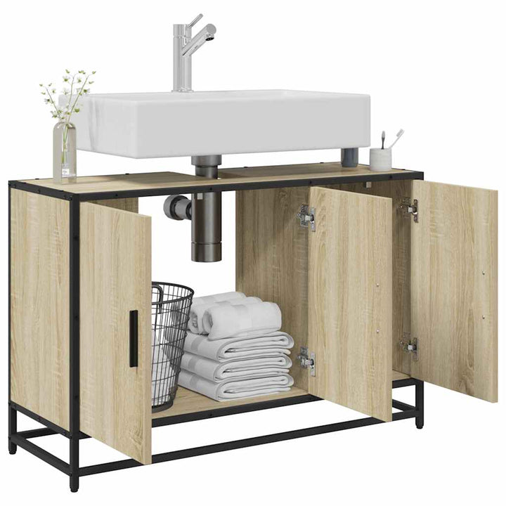 badeværelsesvaskeskab Sonoma eg 90x33x60 cm konstrueret træ
