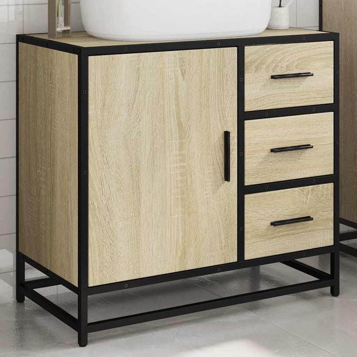 underskab til badeværelse 65x33x60 cm konstrueret træ sonoma-eg