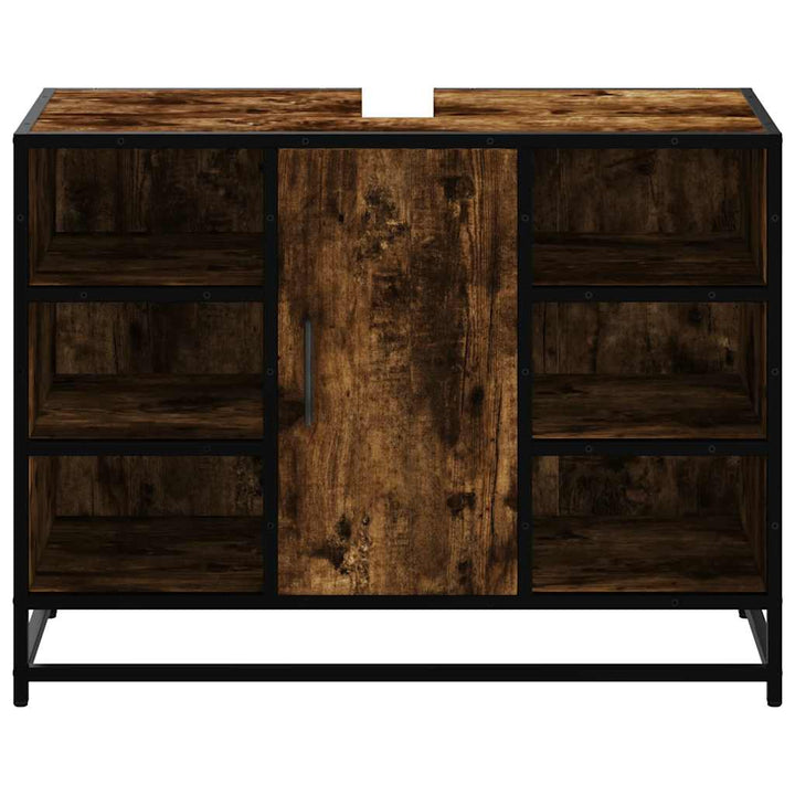 underskab til håndvask 80x33x60 cm konstrueret træ røget eg