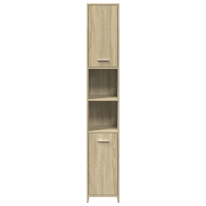 badeværelsesskab 30x30x183,5 cm konstrueret træ sonoma-eg