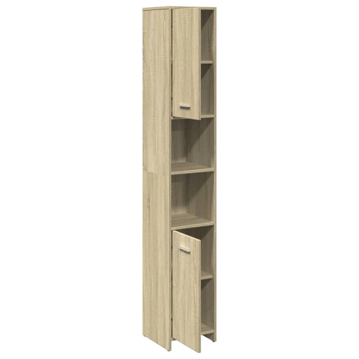 badeværelsesskab 30x30x183,5 cm konstrueret træ sonoma-eg