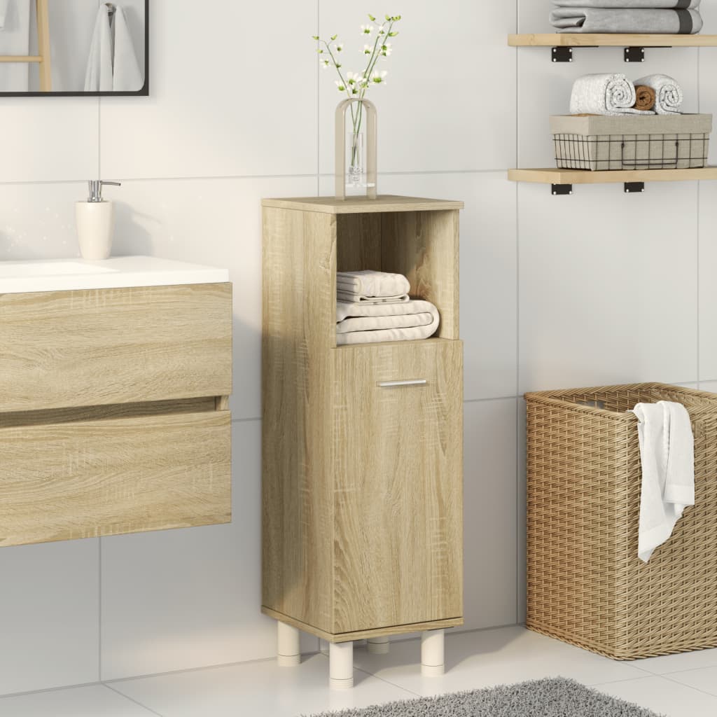 badeværelsesskab 30,5x30x95 cm konstrueret træ sonoma-eg