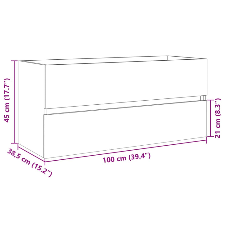 underskab til håndvask 100x38,5x45 cm konstrueret træ sonoma-eg