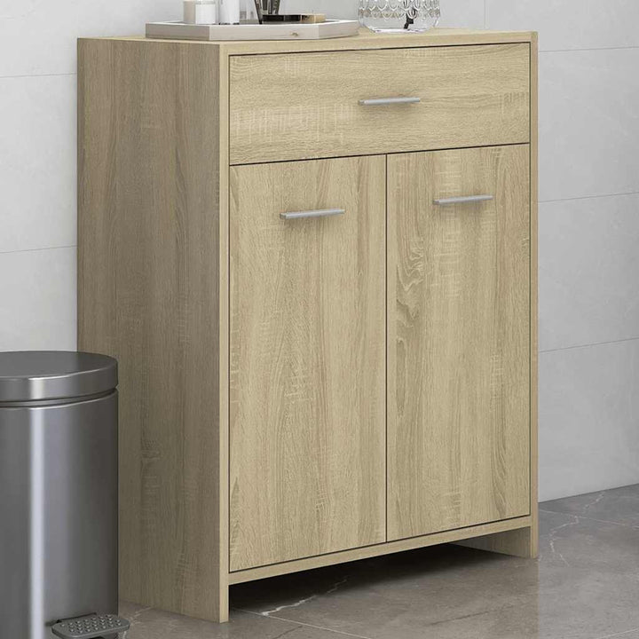 badeværelsesskab 60x33x80 cm konstrueret træ sonoma-eg